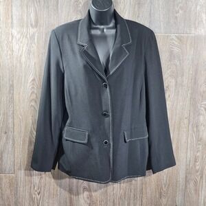 Sag Harbor Vintage 90s Blazer Jacket Black‎ White Stitching Classic Career
